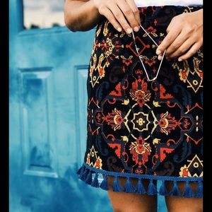 Zara tassel embroidered skirt medium